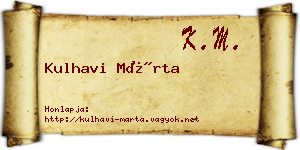 Kulhavi Márta névjegykártya